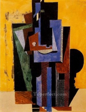 Man with crossed hands leaning on a table 1916 Pablo Picasso Oil Paintings